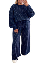 Load image into Gallery viewer, Polka Dot Long Sleeve Drawstring Wide Leg Set
