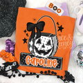 Spooky Bow Pumpkin Name Plate