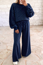Load image into Gallery viewer, Polka Dot Long Sleeve Drawstring Wide Leg Set
