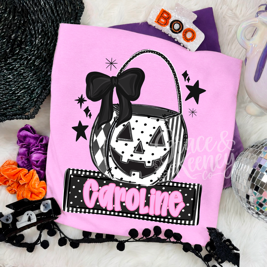 Spooky Bow Pumpkin Name Plate