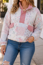 Load image into Gallery viewer, Pink Floral Quilted Plus Sweatshirt
